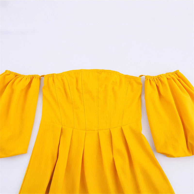 Design Sense Unique Versatile Fitted Slim Casual One-Shoulder Dress