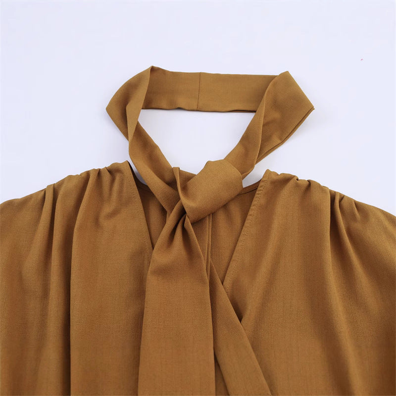 Long-Sleeve Fashion Loose Casual Design Lace Ribbon Unique Shirt Top