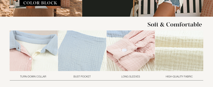 Color Block Button Down Shirts Long Sleeve