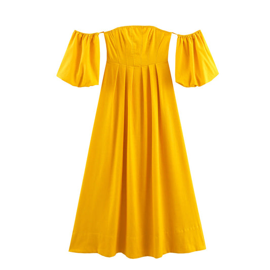 Design Sense Unique Versatile Fitted Slim Casual One-Shoulder Dress