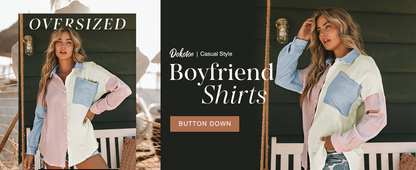 Color Block Button Down Shirts Long Sleeve