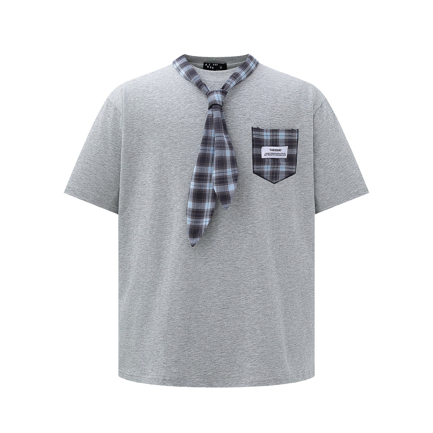Splicing tie short sleeved T-shirt top