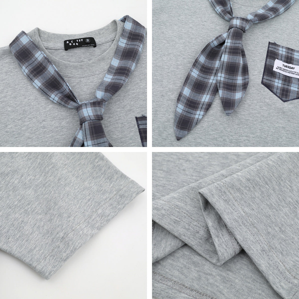 Splicing tie short sleeved T-shirt top