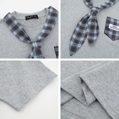 Splicing tie short sleeved T-shirt top